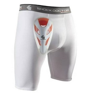 Shock Doctor Compression Shorts with Protective Cups Adult M - White - 1 of 4