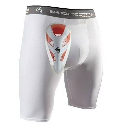 Shock Doctor Compression Shorts With Protective Cups Youth - White