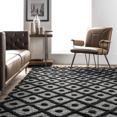 Cozy Knit-Inspired Handwoven Gray Wool-Blend 8'x10' Area Rug with Tassels