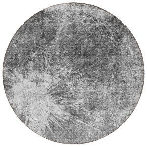 Gray Charcoal And Silver Abstract Washable Indoor Outdoor Area Rug - 1 of 4
