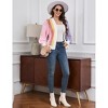 Women's Color Block Knit Cardigan Casual Open Front Long Sleeve Sweater - 4 of 4