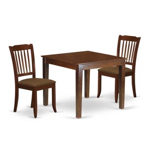 HomeStock 3-Piece Mahogany Finish Square Solid Wood Top Dining Table Set - 1 of 4