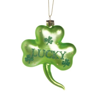 Gallerie II Lucky Shamrock Cover St. Patrick's Day Irish Fun Decor Glass Christmas xmas Hanging Ornament