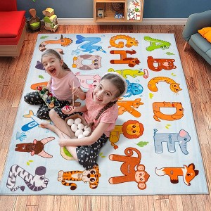 LOVEVOOK Kids Rugs for Playroom, Educational Rug for Learn The ABC Alphabet, Soft Machine Washable Non-Slip Animal Carpet for Kids Room Decor Mat - 1 of 4