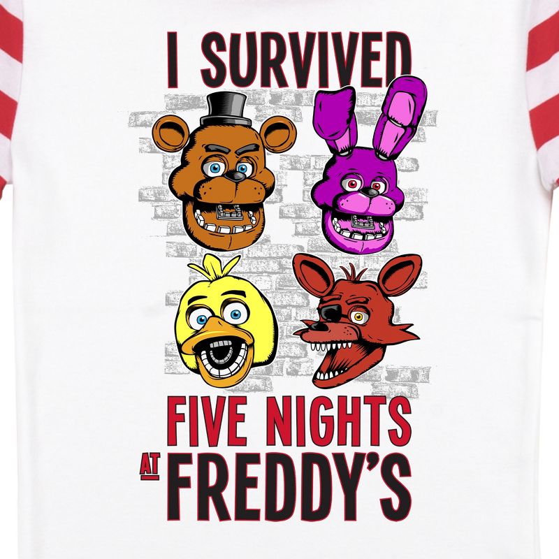 Five Nights At Freddy's I Survived Heads Youth Boy's Red & White Striped Short Sleeve Shirt & Sleep Pants Set, 3 of 5