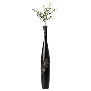 Uniquewise Bottle Shape Decorative Floor Vase, Brown with Cobbled Stone Pattern - Modern Home Decor, Elegant Tall, Ceramic Accent Piece Statement - 1 of 4