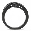 Slickblue Women's Stainless Steel Ring, Black IP Finish, Clear Crystal Stones, Fashion Band, Sizes 5-10 - 3 of 4