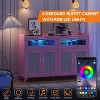 Acekool Buffet Cabinet with Power Outlets & LED Lighting – Rattan & Acrylic Storage for Kitchen, Dining, and Living Room - 4 of 4
