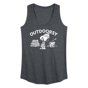 Women's - Peanuts - Outdoorsy Snoopy Graphic Racerback Tank - 1 of 4