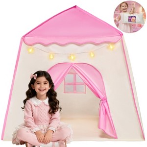 Pink Princess Tent for Toddler Girls Kids Play Tent with LED Star Lights Indoor & Outdoor Castle Tent Christmas Birthday Gift for 3-8 Year Olds Girls - 1 of 4