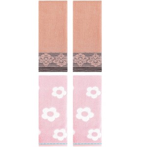 REGALWOVEN 4 Pcs Cute Floral Pattern Soft Absorbent Hand Towel for Bathroom - 1 of 4