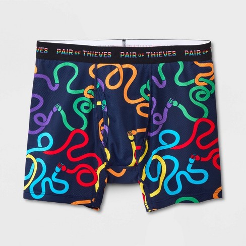 Pair of Thieves Men's Colorful Lines Super Fit Boxer Briefs - Blue L