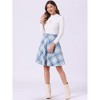INSPIRE CHIC Women's Christmas Plaids Vintage Tartan Elastic Waist Knee Length A-Line Skirt - 2 of 4