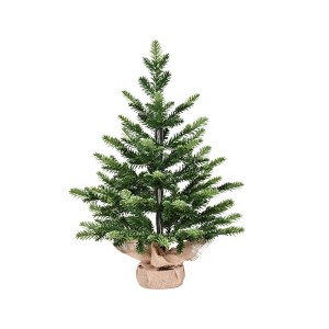 NAYSAYE 2ft Tabletop Christmas Tree Full PE Mini Tree with 230 Tips and Cement Filled Base for Holiday Decor, Green, 18"*18"*24" - 1 of 4