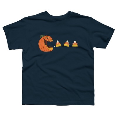 Boy's Design By Humans Halloween Gamer Pumpkin Eating Candy Corn By rawresh6 T-Shirt