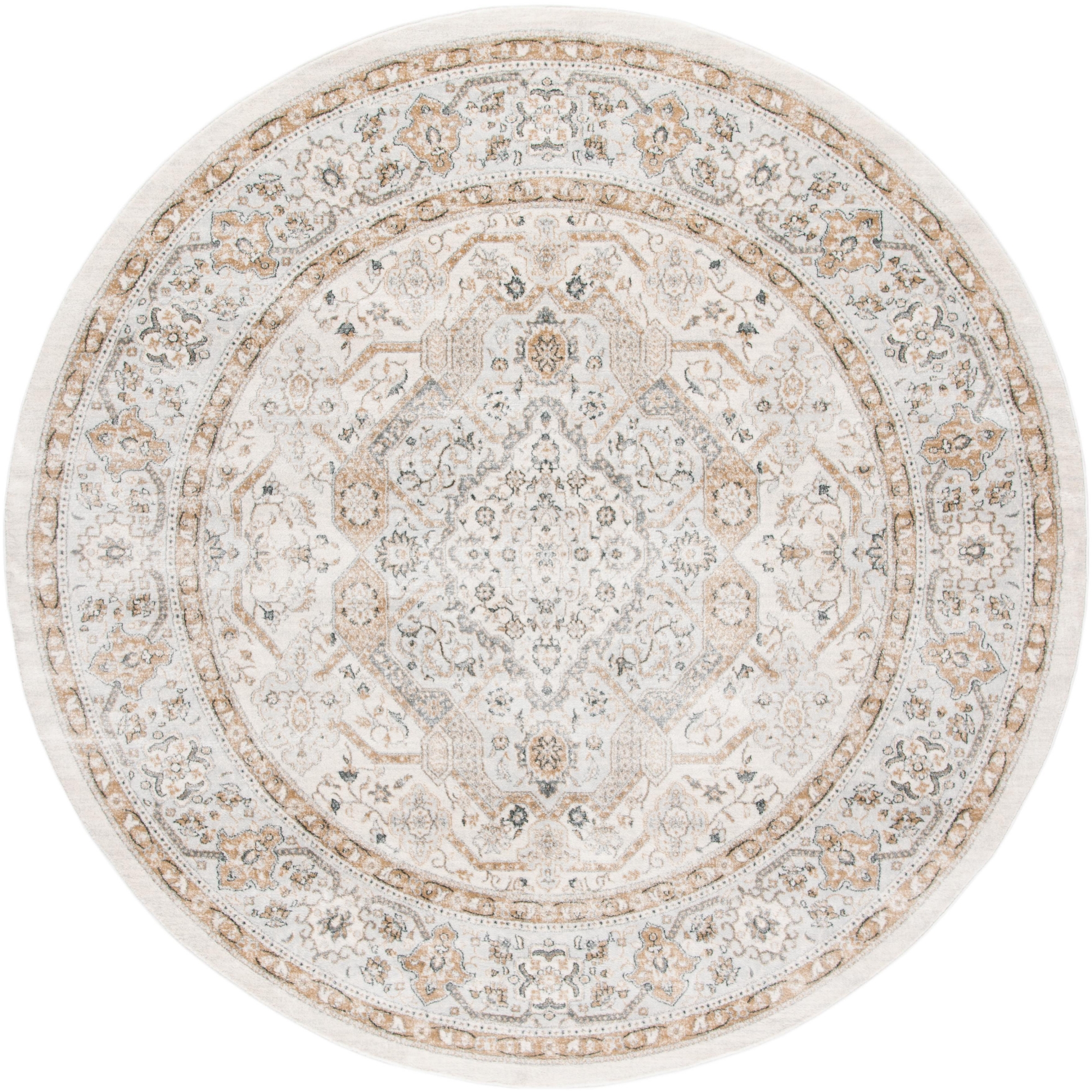 Isabella ISA916 Power Loomed Indoor Area Rug - Cream/Beige - 8' Round - Safavieh