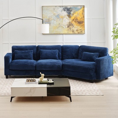 HYLEORY 154'' Sectional Sofa , Indoor Furniture Convertible Modular Corduroy Sectional Sofa for Living Room