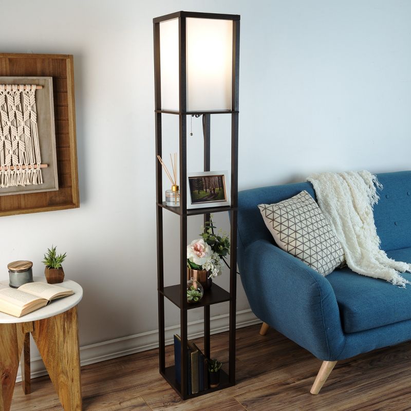 Hasting Home Etagere LED Floor Lamp with 3 Tiers of Storage Shelving, 2 of 8