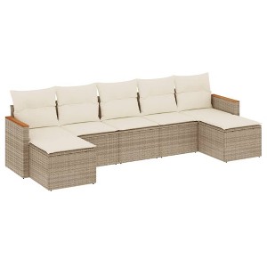 vidaXL Garden Sofa Set Beige PE rattan Large Modular Garden Sofa Set - 1 of 4
