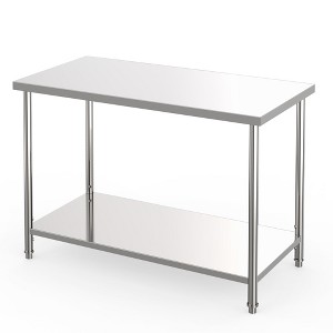 Stainless Steel Table, Heavy-Duty Metal Commercial Prep Table with Open Storage Racks for Restaurant Kitchens, Home, Hotels, Food Preparation - 1 of 4