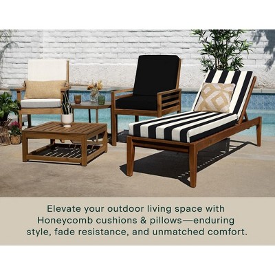 Textured Solid Bone Highback Outdoor Dining Chair Cushion