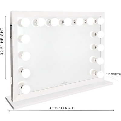 Silver Rectangular Lighted Magnifying Vanity Mirror with LED Bulbs