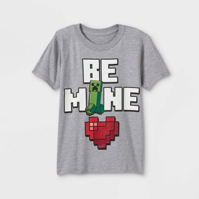 Kids' Minecraft Be Mine Short Sleeve Graphic T-Shirt - Gray