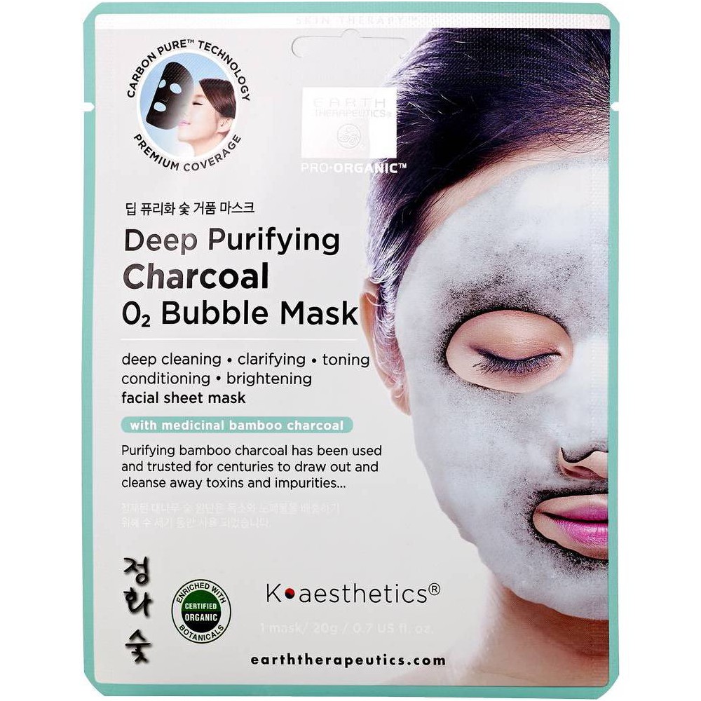 Photos - Cream / Lotion Earth Therapeutics Deep Purifying Charcoal Bubble Facial Mask - 3pk 