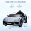 Ride on Sports Car 12V Battery Powered Car for Kids Licensed Corvette Toddles Electric Car Toy with Remote Control - 2 of 4