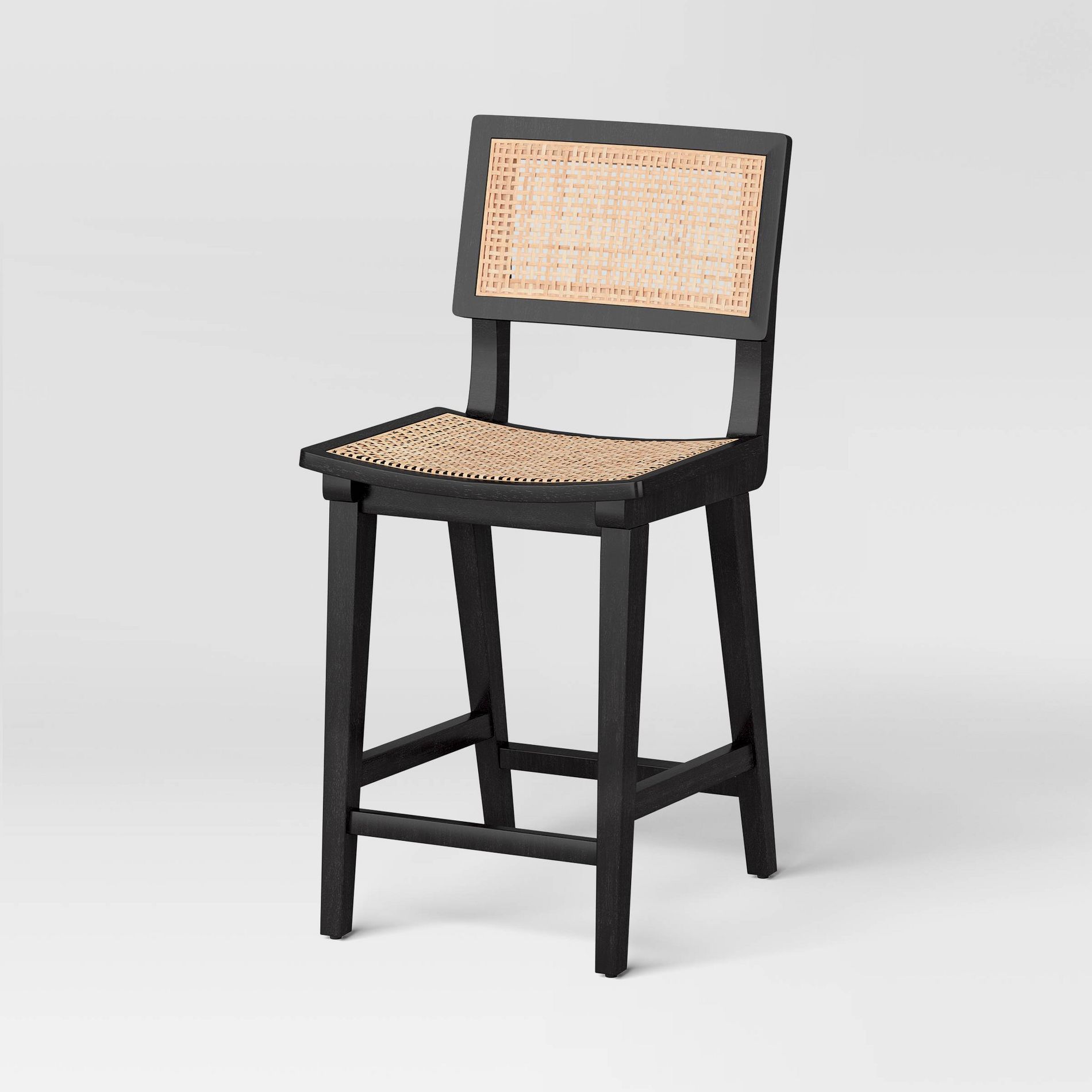 Tormod Backed Cane Counter Height Barstool Black/Natural Cane - Threshold™