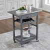 FONTOI Mobile Rolling Kitchen Island with Underneath Drawer, Trolley Serving Cart Slide-Out Wire Storage Basket, Grey, 15.75"*33.55"*30" - 2 of 4