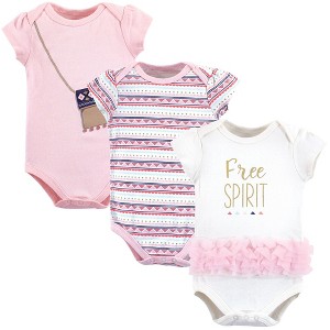 Little Treasure Baby Girl Cotton Bodysuits 3pk, Free Spirit - 1 of 1