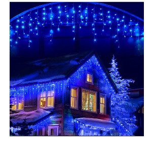 Itopfox 400LED Blue Christmas Lights 32ft 75 Drops 8 Modes Waterproof Hanging Fairy String Lights for Outdoor Indoor Holiday Party Wedding Decor - 1 of 4