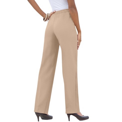 Roaman's Women's Plus Size Tall Classic Bend Over Pant - 40 T, Beige :  Target