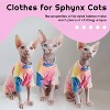 Sphynx Cat Clothes, Hairless Cats Rainbow Rendering T-Shirt, Breathable Cat Wear Clothes Vest Shirts for Sphynx, Cornish Rex - 4 of 4