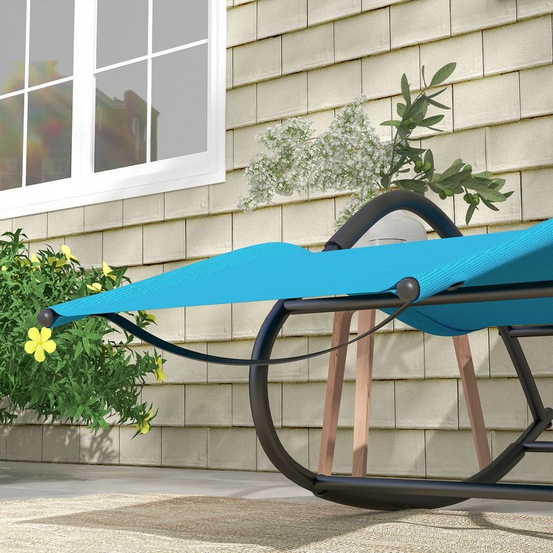 Outsunny Garden Rocking Sun Lounger Outdoor Zero-gravity Reclining Rocker Lounge Chair for Patio, Deck, Poolside Sunbathing, 5 of 7
