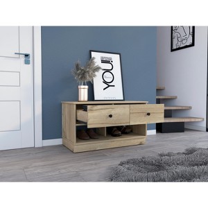 APRILSOUL  Black 35.8in Wide Tulip Storage Bench with Two Drawers and Two Shelves, Bedroom or Entryway Furniture - 1 of 4