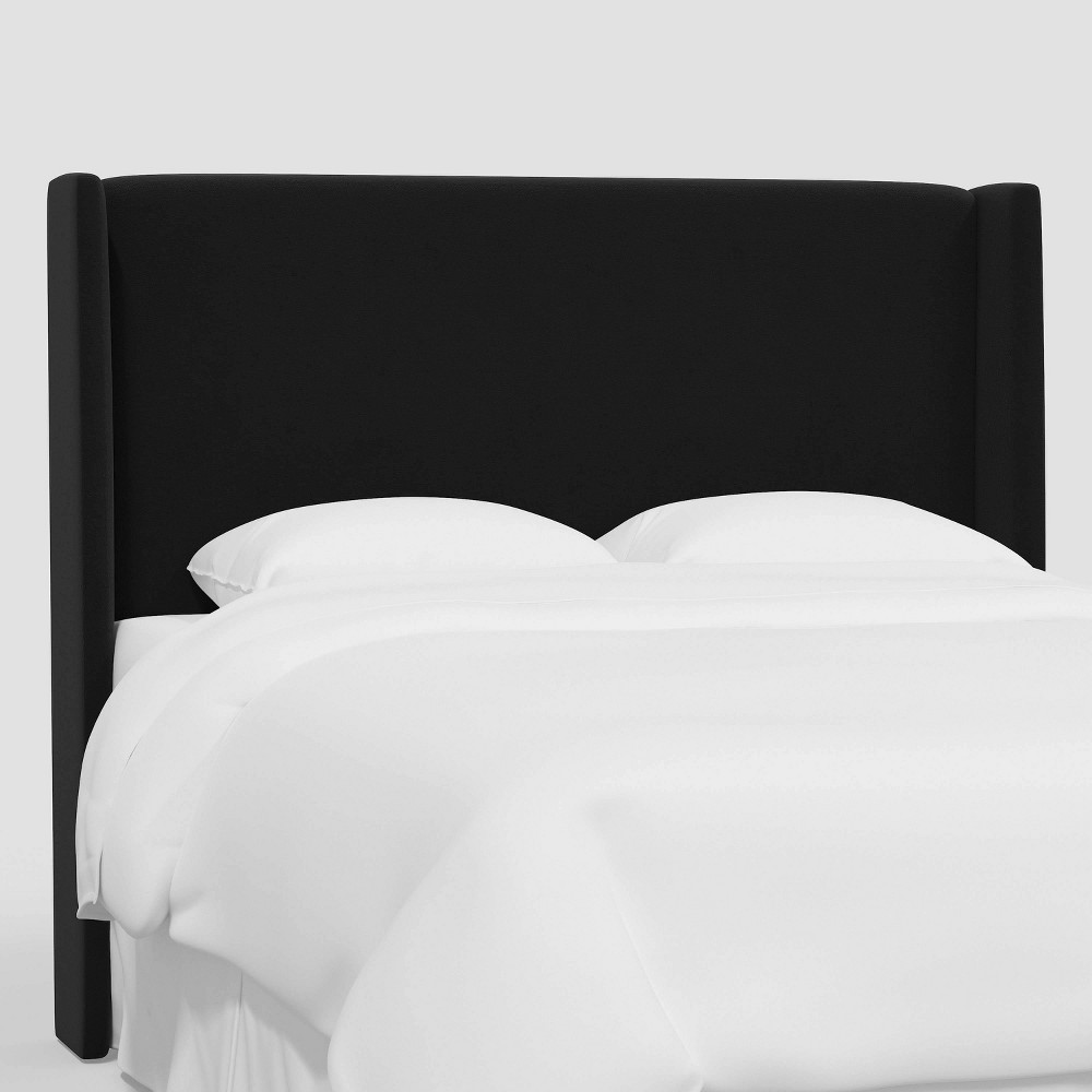 Photos - Bed Frame Antwerp Queen Size Upholstered Wingback Headboard in Classic Velvet Black - Threshold™