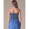 INSPIRE CHIC Women's Button Front Raw Hem Smocked Back Crop Denim Corset Tube Top - 4 of 4