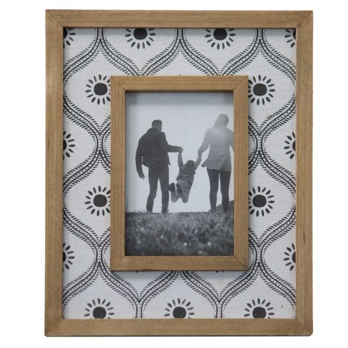 White Floral Pattern Canvas 4x6 inch Wood Decorative Picture Frame -  Foreside Home & Garden