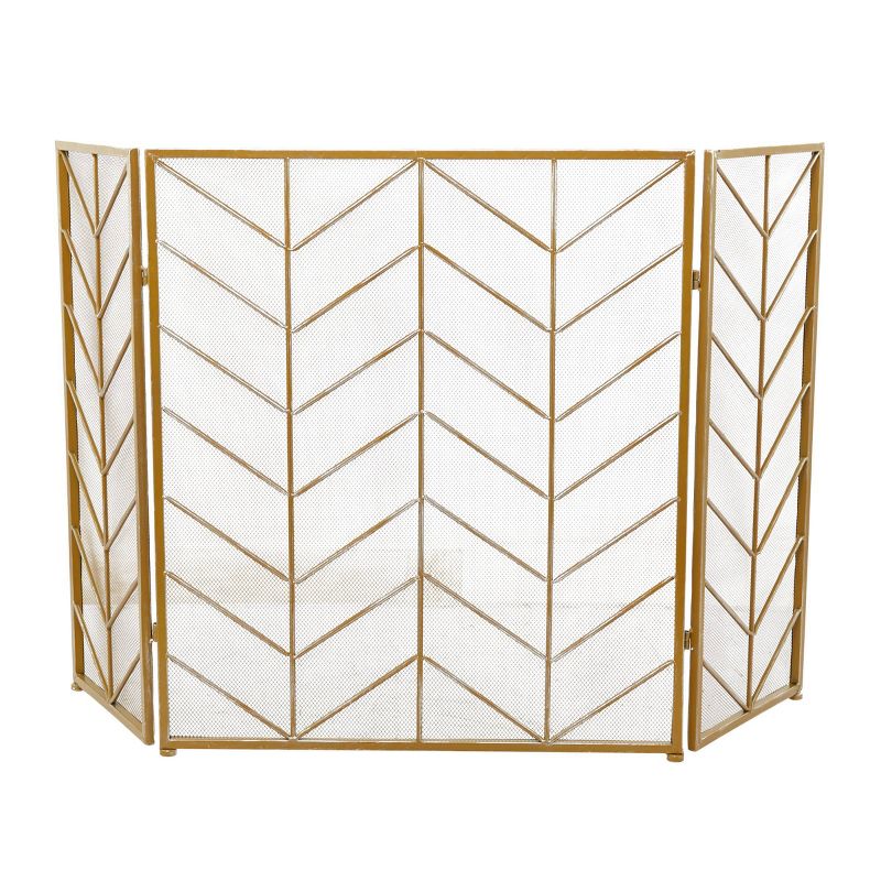 Contemporary Metal Fireplace Screen Brass - Olivia &#38; May, 1 of 19