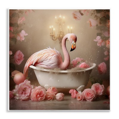 Stupell Industries Flamingo in Rose Filled Tub Wall Plaque Art