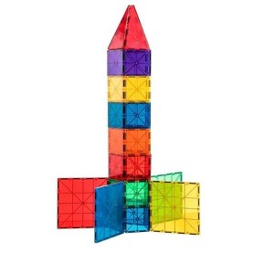 Mag Genius - 32 pieces of Colorful and Transparent Mathmatically Shaped Magnetic Building Tiles Play Set - 1 of 2