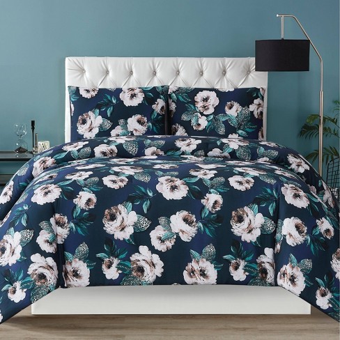 Christian Siriano 3pc Mags Floral Duvet Cover Set Navy Target