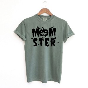 Simply Sage Market Women's Momster Pumpkin Short Sleeve Garment Dyed Tee - 1 of 2