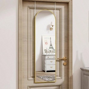 Door Mirror Full Length Over Door Wall Mirror 14x48 Inch Gold Hanging Rectangular Home Decor Mirror Strong Metal Frame - 1 of 4