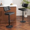 Furniliving Modern Swivel Bar Stools Set of 2, Faux Leather Upholstered, Height-Adjustable for Kitchen Island, Dining Space - 2 of 4