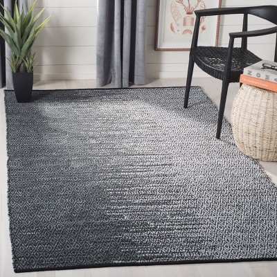 Handmade Light Grey and Charcoal Leather Area Rug