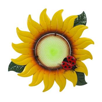 LuxenHome Sunflower Metal and Glass Outdoor Wall Decor Yellow