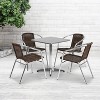 Emma and Oliver 23.5" Square Aluminum Garden Patio Table Set with 4 Rattan Chairs - 2 of 4
